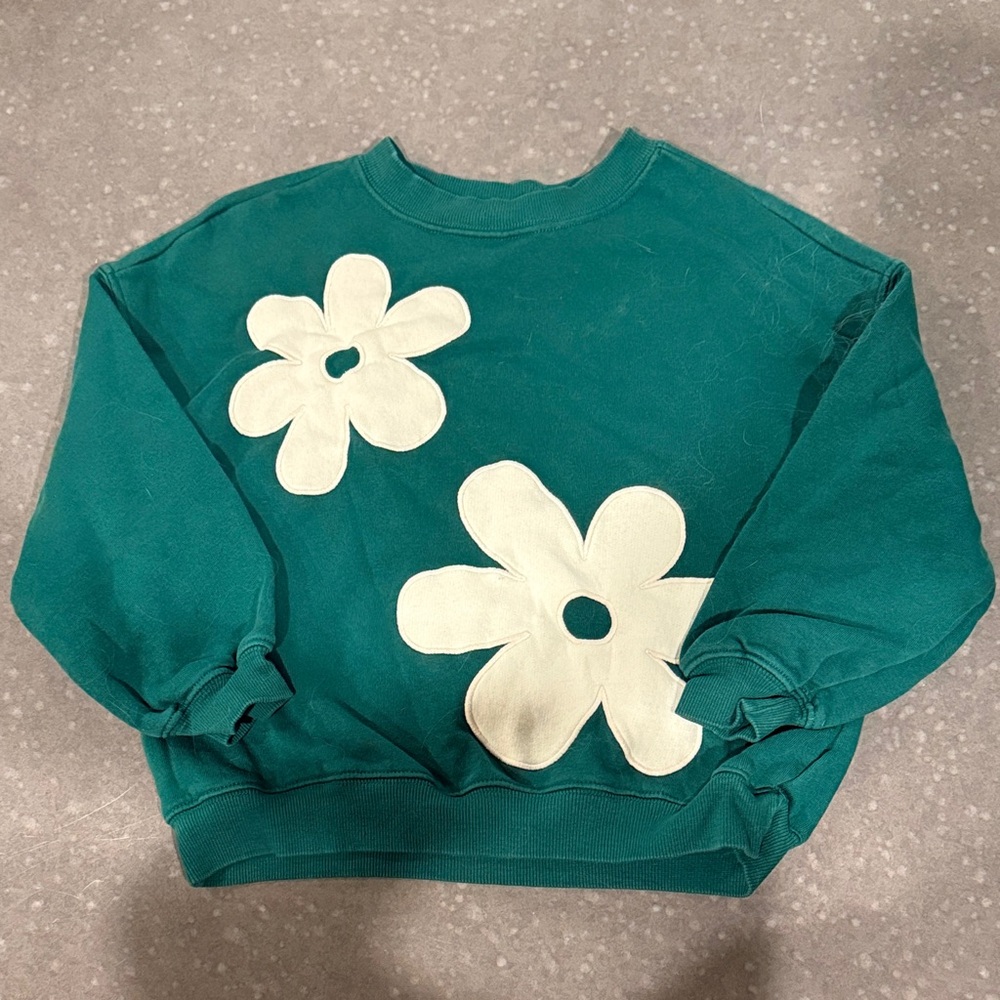 Old Navy Green Floral Girls Sweatshirt